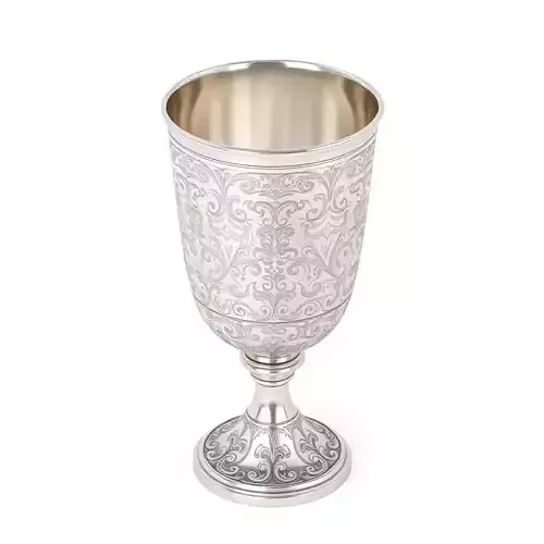 Ornate Silver Engraved Goblet Chalice