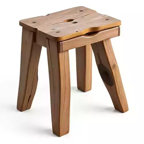 Rustic Wooden Stool PBR