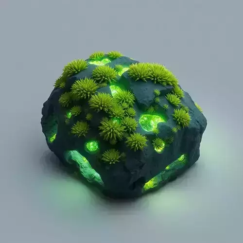 Glowing Mossy Alien Rock Formation
