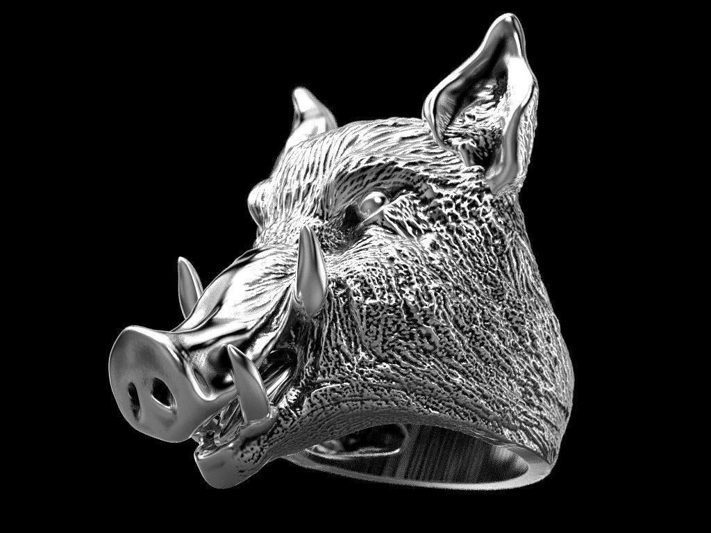 Boar ring  3D print model_10