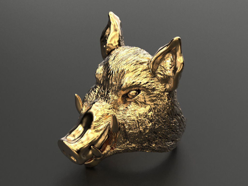 Boar ring  3D print model_7