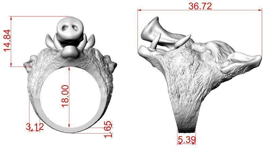 Boar ring  3D print model_8