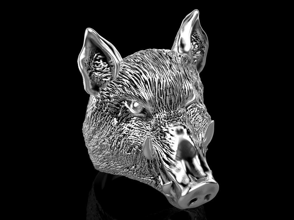 Boar ring  3D print model_14