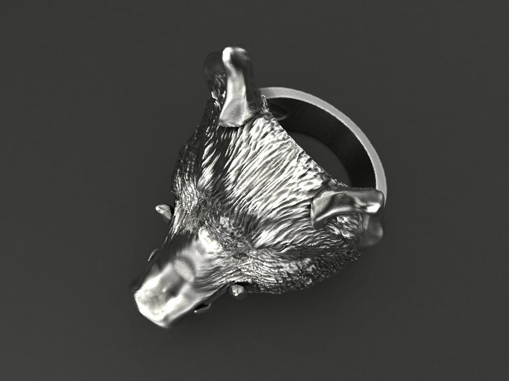 Boar ring  3D print model_4