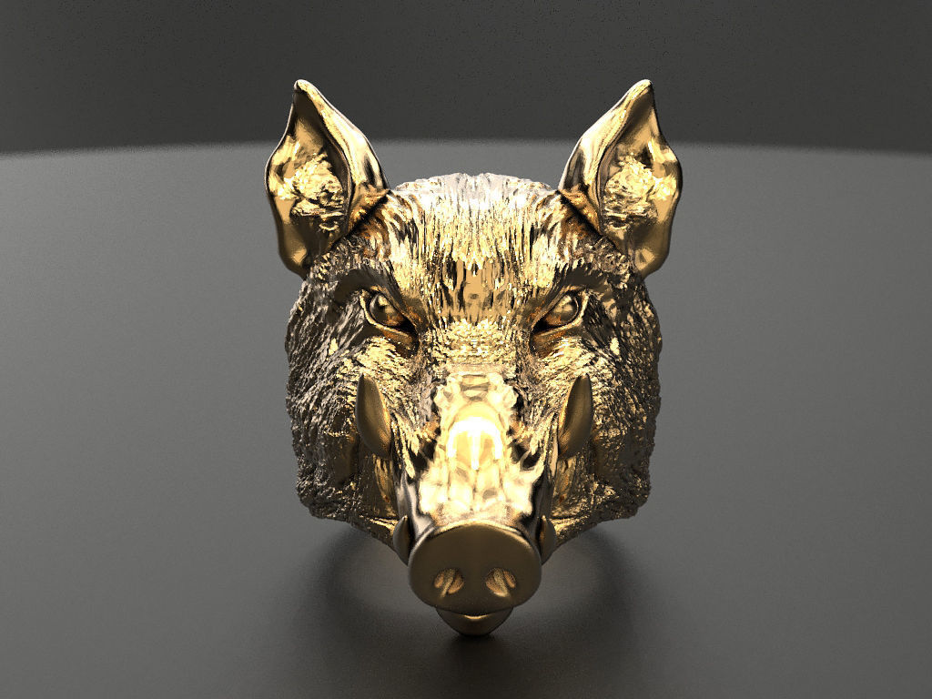 Boar ring  3D print model_6