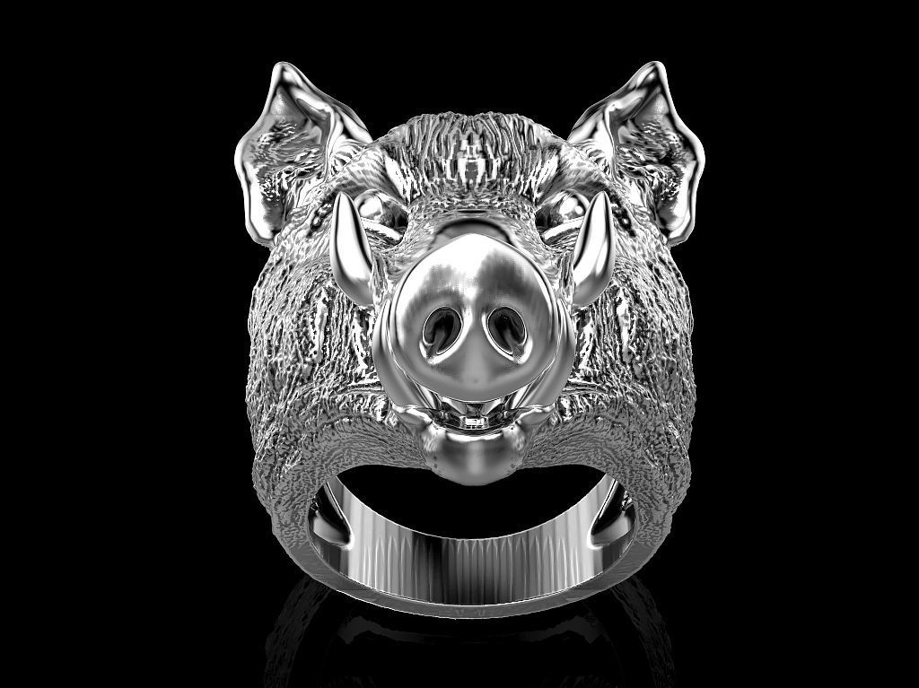 Boar ring  3D print model_12