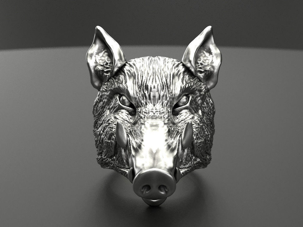 Boar ring  3D print model_5
