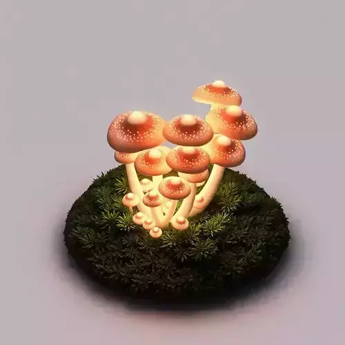 Glowing Fantasy Mushrooms on Moss
