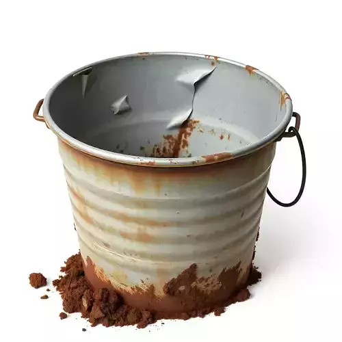 Dented Rusty Metal Garden Bucket