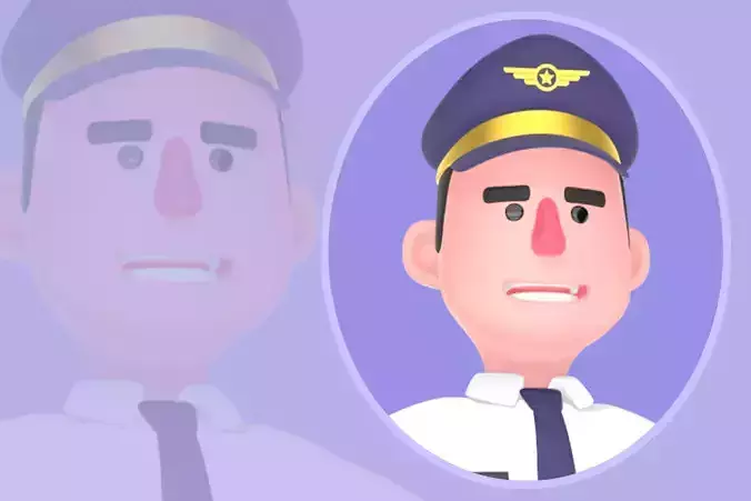 Stylized 3D Male Pilot - Pilot Authoritative Hands on Waist