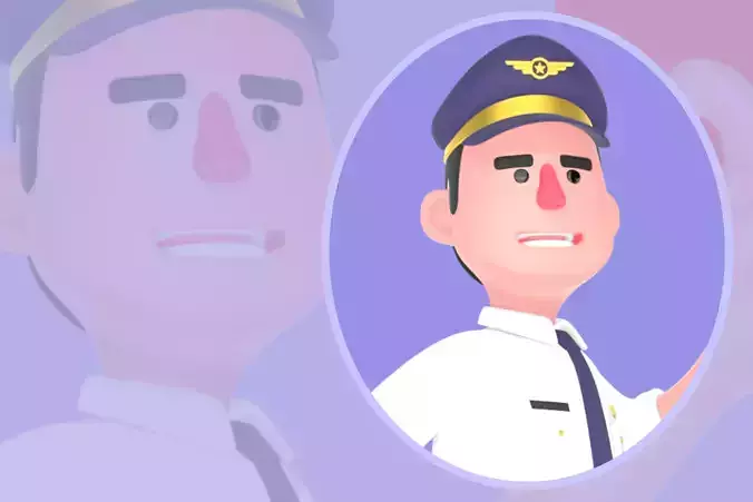 Rushing 3DMale Pilot Running Fast Holding Red Card-Cartoon Pilot