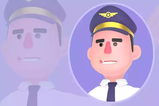 Stylized 3D Pilot Giving Direction Pose - Cartoon Pilot Guidance