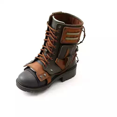 Worn Leather Combat Boot