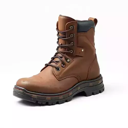 Realistic Brown Leather Work Boot