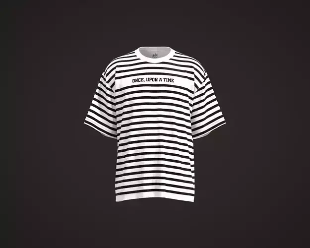 Mens T-shirt with black and white strip and writing graphic