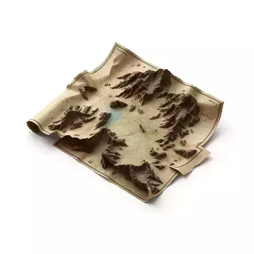 Vintage 3D Topographic Terrain Map