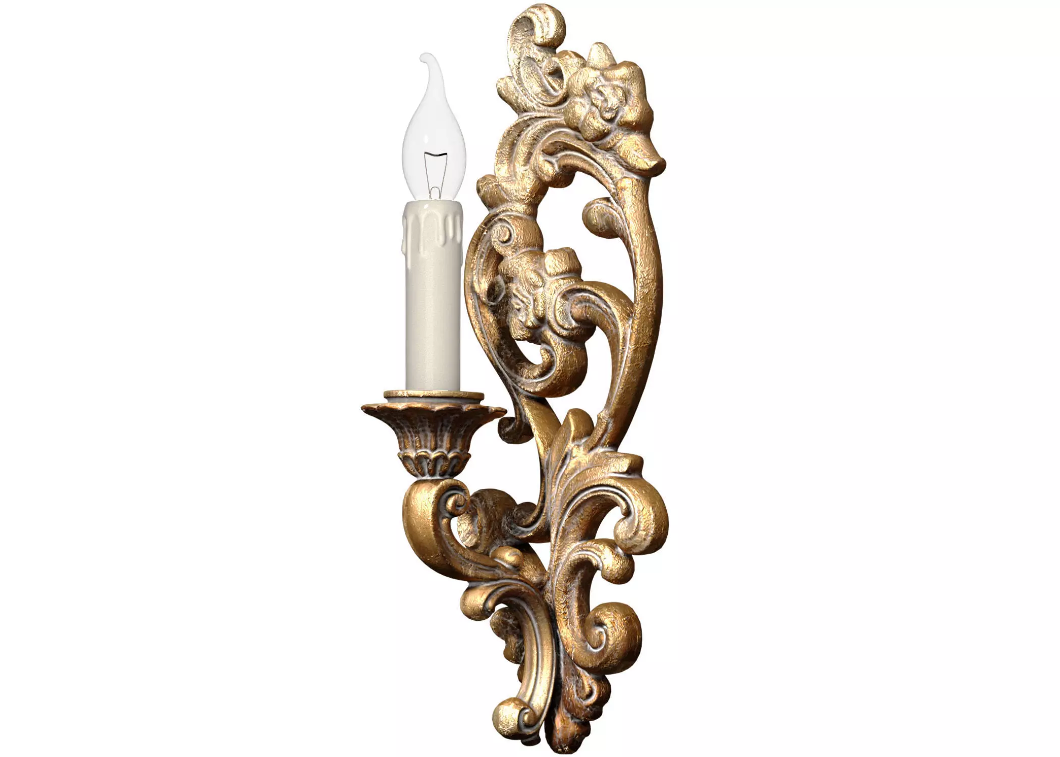 Gothic Victorian Antique Bronze Wall Lamp Sconce Candle Holder 3D model