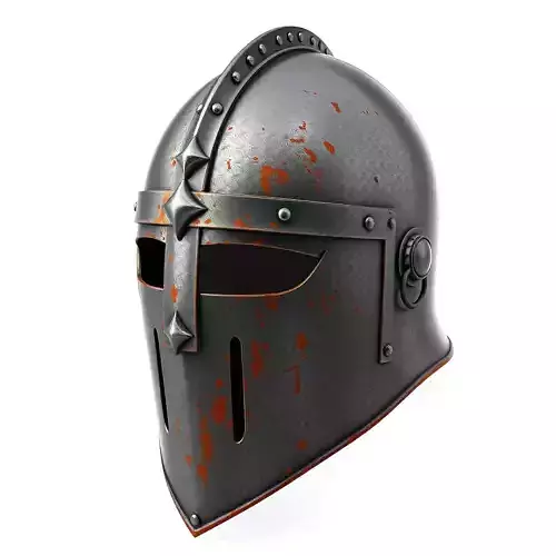 Rusty Medieval Knight Helmet PBR