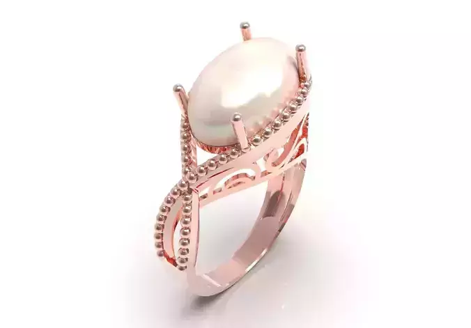 Oval Pearl Seashell Ring Ready to Make File gr0179