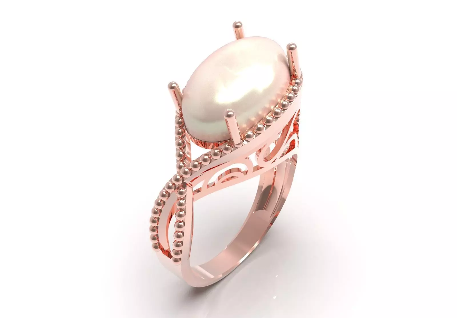 Oval Pearl Seashell Ring Ready to Make File gr0179 3D print model