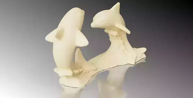 2 Dolphins Miniature Statue
