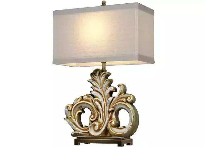 Rustic Distressed Nightstand Table Lamp Carved Wood Sculptural 