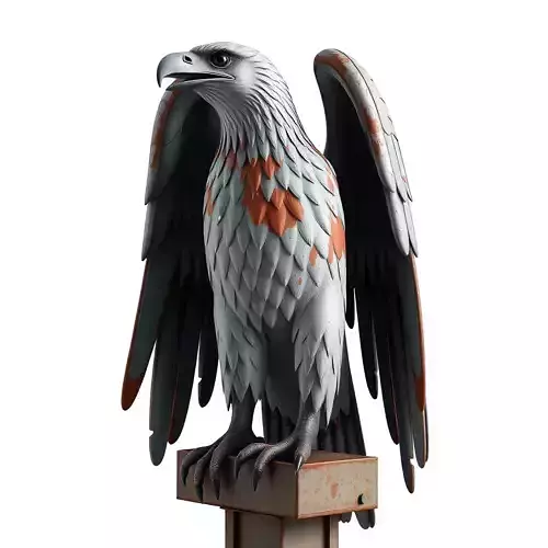 Stylized Weathered Eagle Statue Sculpture