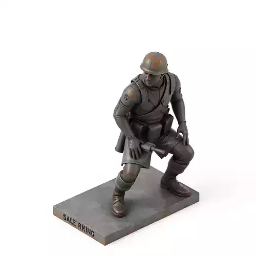 Rusty Soldier Miner Statue