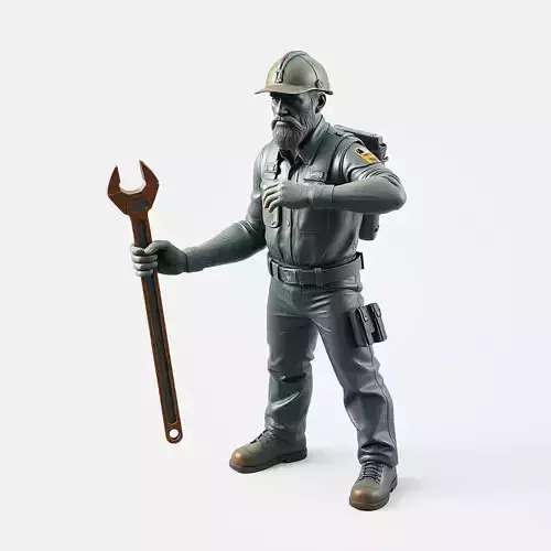Industrial Worker Mechanic Wrench Character