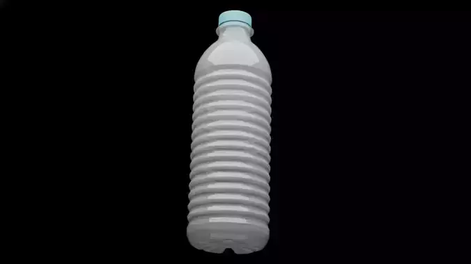 Transparent Plastic Water Bottle 3D Model with Ribbed Body