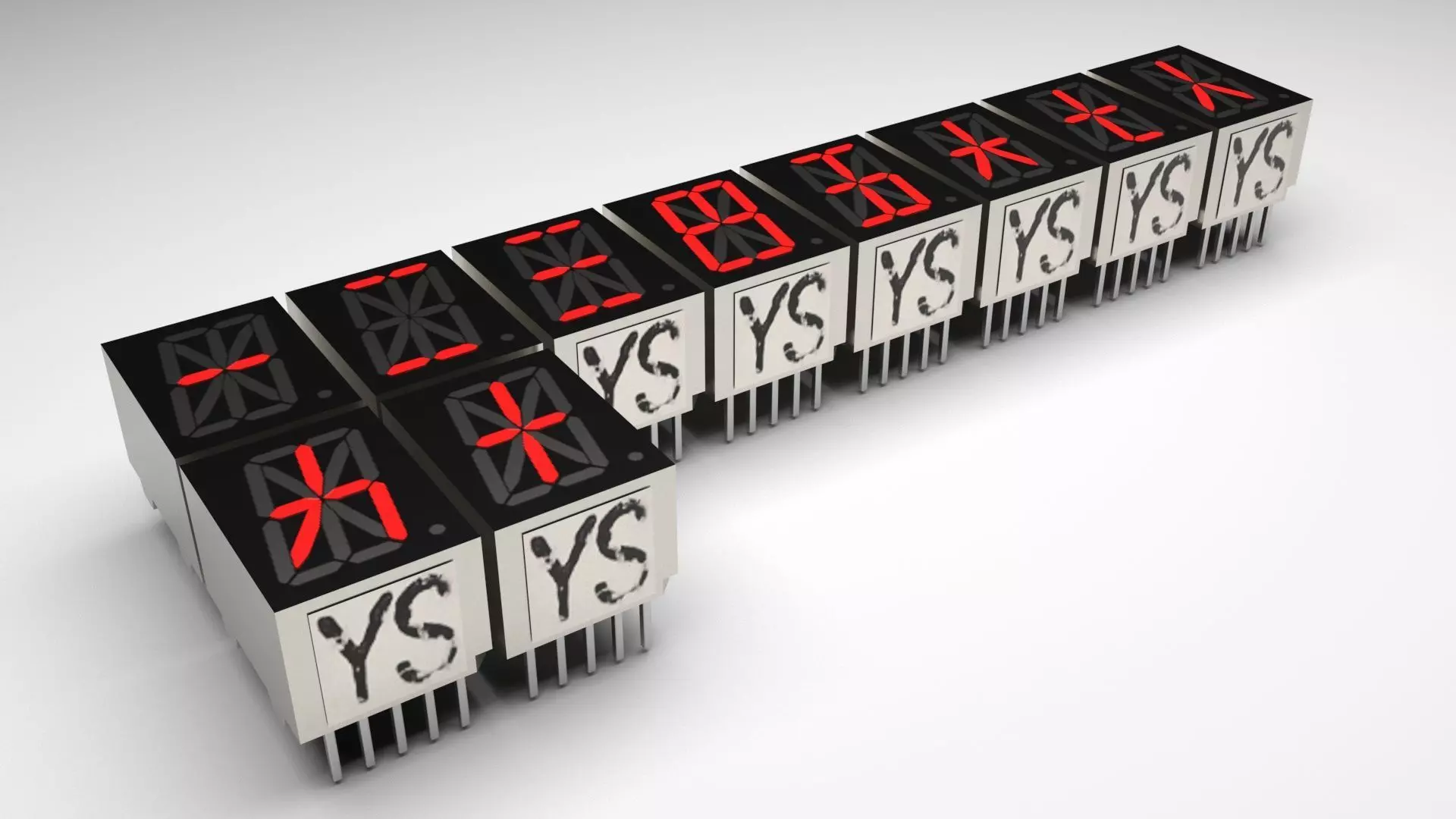 Illuminated Chinese Numbers 16 Segmented LEDs Set 3D model