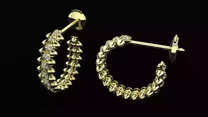 Clash  Earrings WITH THE STONES  3D PRINTING MODEL