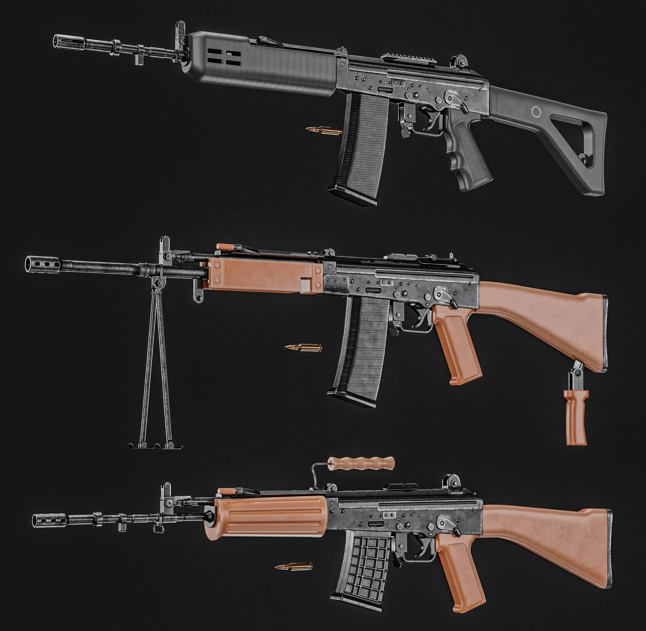 INSAS Rifles Pack Low-poly 3D model