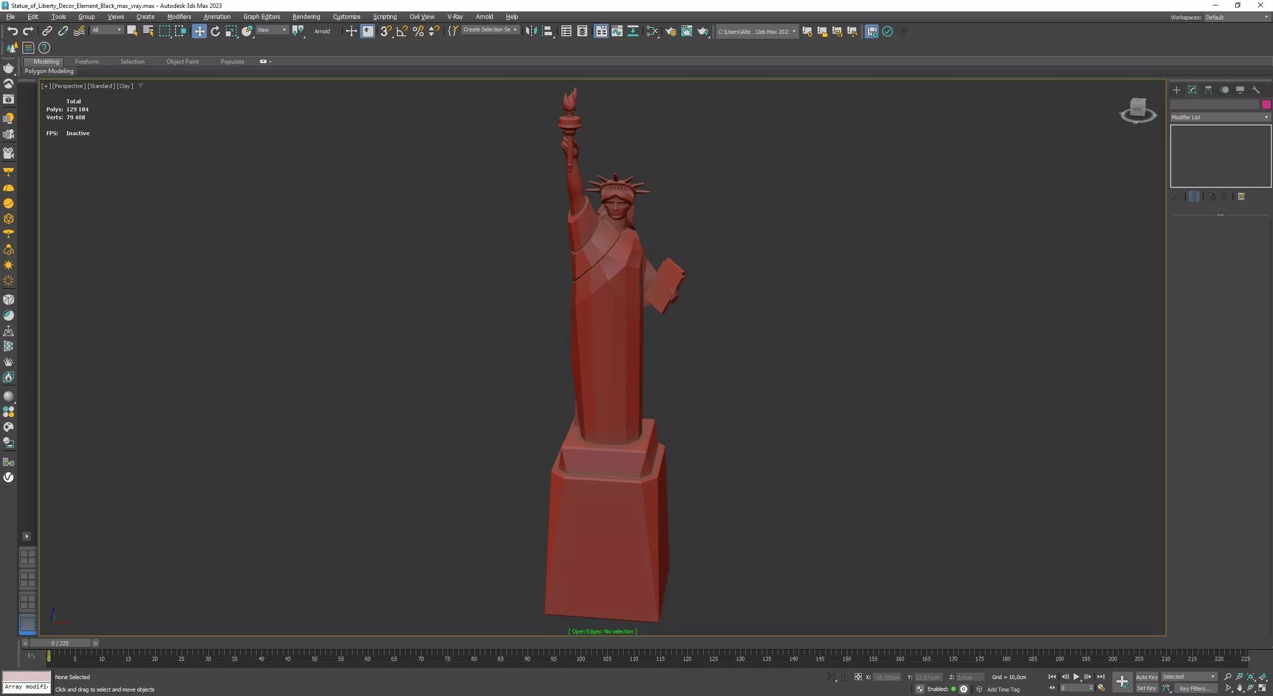 Statue of Liberty Decor Element Black for 3D Print Free 3D print model