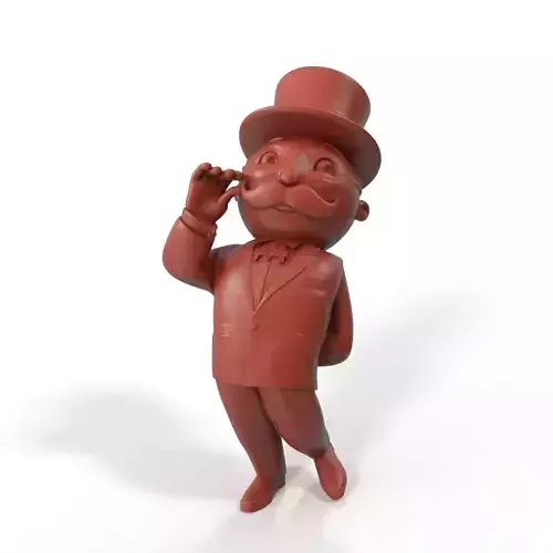 Mr Monopoly Moustache Twirl Pose for 3D Print