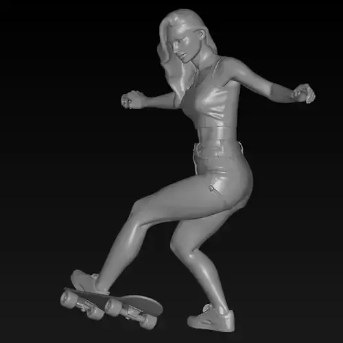 skateboarder girl for 3d printing