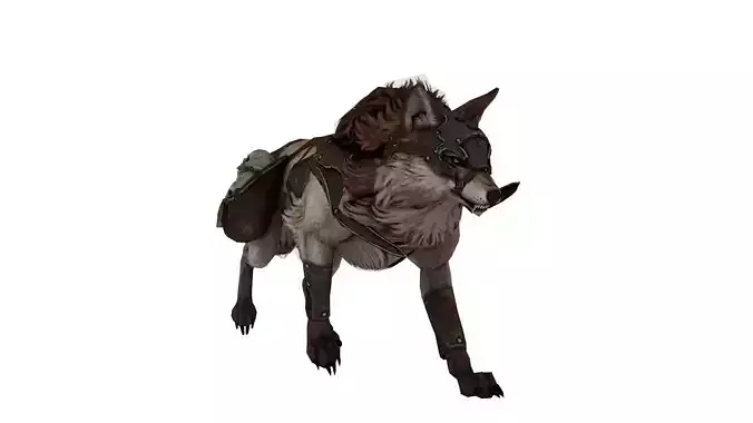 Armored Battle Wolf  Fantasy Creature