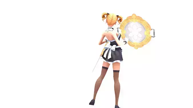 Stylized Maid Warrior  Anime Female Character  GameReady  