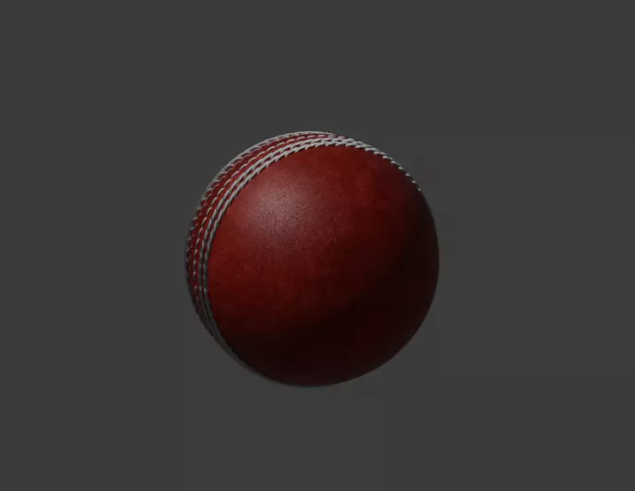 Professional Red Leather Cricket Ball - PBR Textured 3D model