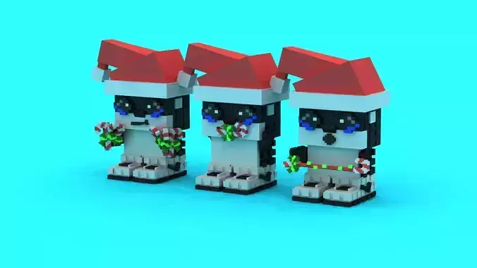 Holiday Pixel Pup Trio 3D Printable Model
