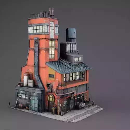 Stylized Industrial Architecture Set 9 3D model 7