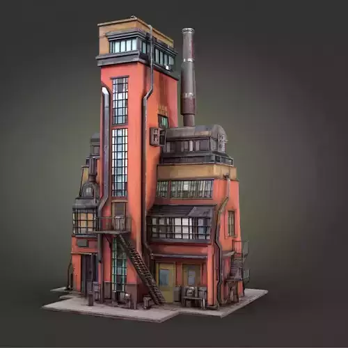 Stylized Industrial Architecture Set 9 3D model 6