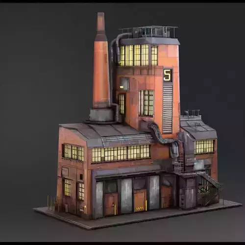 Stylized Industrial Architecture Set 9 3D model 5