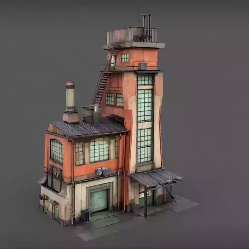 Stylized Industrial Architecture Set 9 3D model 4