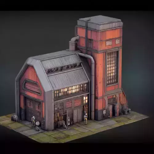 Stylized Industrial Architecture Set 9 3D model 3