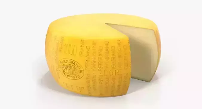 Wheel Of Parmesan Cheese With Piece Cut Out