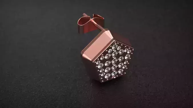 Earring gold fashion diamond stl
