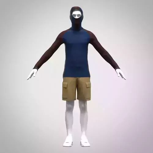 3d Model mens cargo pant and sport tshirt 3d clothing