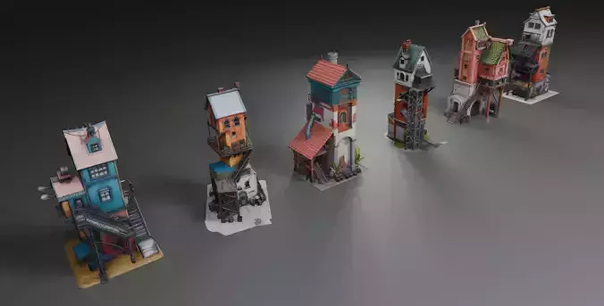 Stylized Industrial Architecture Set 3 3D model 4