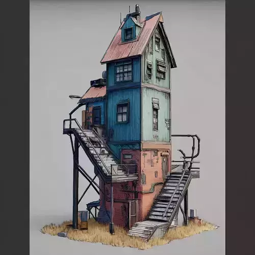 Stylized Industrial Architecture Set 3 3D model 2